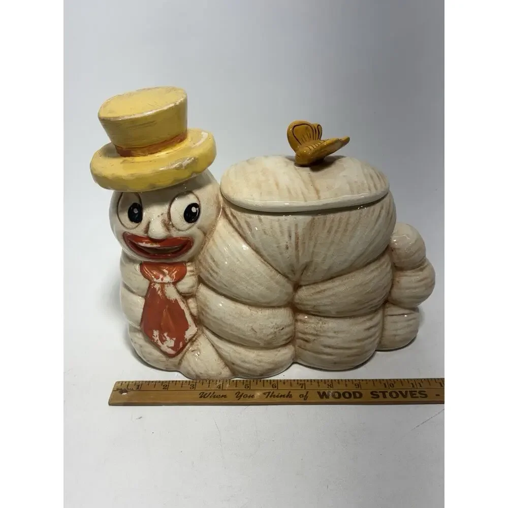 Vintage Anthropomorphic Worm Caterpillar Cookie Jar Ceramic Kitsch Japan Style